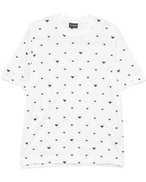 Emporio Armani T-Shirt Con Logo Allover - Bianco