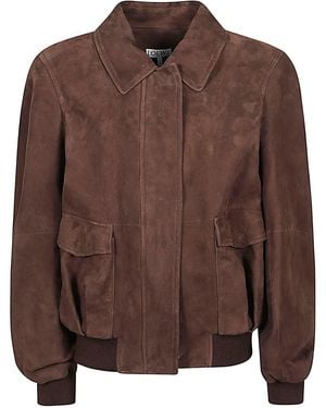 Loewe Suede Leather Bomber Jacket - Brown