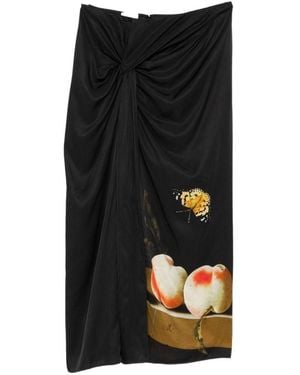 Dries Van Noten Gonna Lunga Stampata Suma - Nero