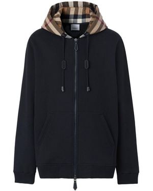 Burberry Checked Hoodie - Blue