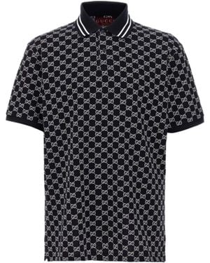 Gucci Gg Cotton Pique Polo Shirt - Black