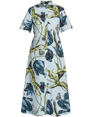 Erdem Floral Print Shirt Dress - Blue