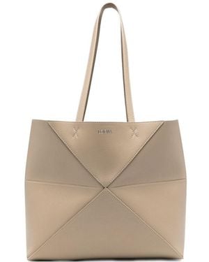 Loewe Puzzle Fold Medium Leather Tote - Natural