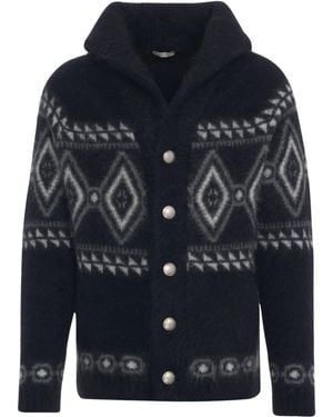 BORGO ASOLO CASHMERE Cardigan Con Motivo Geometrico A Rombi - Blu