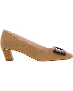 Roger Vivier Belle Vivier Turtle Leather Court Shoes - Brown