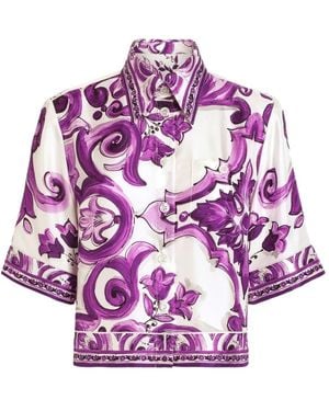 Dolce & Gabbana Silk Shirt With Maiolica Print - Pink