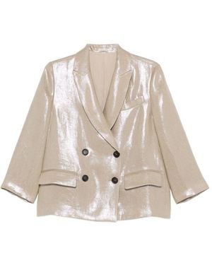 Brunello Cucinelli Linen Double-Breasted Jacket - Natural