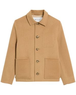 Ami Paris Wool And Cashmere Overshirt - Natural