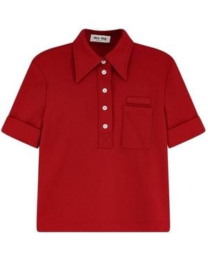 Miu Miu Jersey Tec Polo Shirt - Red
