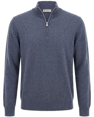 Brunello Cucinelli Cashmere Turtle-Neck Jumper - Blue
