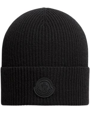 Moncler Logo Wool Beanie - Black