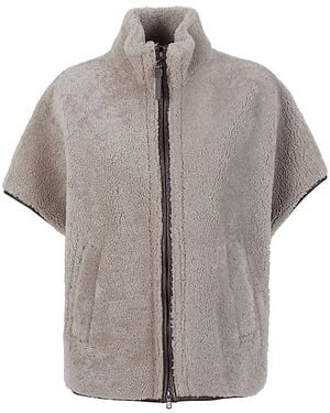 Brunello Cucinelli Zipped Cape - Grey