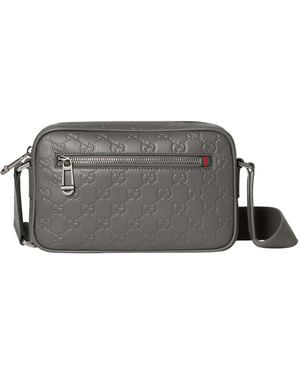 Gucci Gg Emblem Shoulder Bag - Grey