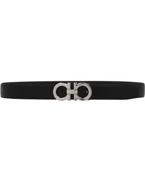 Ferragamo Gancini Leather Belt - Black