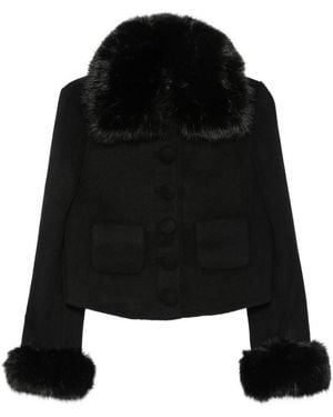 Self-Portrait Self-Portrait Faux-Fur Trim Jacket - Black