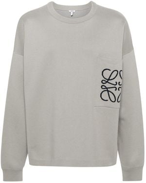 Loewe Cotton Jumper With Logo - Grey