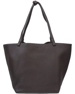 The Row Park Tote Three Leather Tote Bag - Black