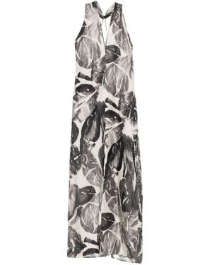 Alysi Printed Silk Dress - White