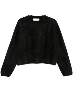 Soft Goat Wool Crewneck Jumper - Black