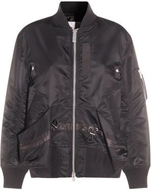 Sacai Jacket With Ruffled Hem And Adjustable Drawstring Waist - Black
