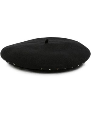 Emporio Armani Logo Wool Basque Hat - Black