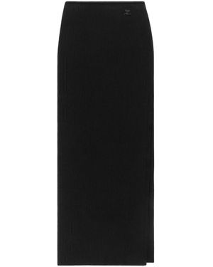 Courreges Gonna Lunga Aderente A Costine - Nero