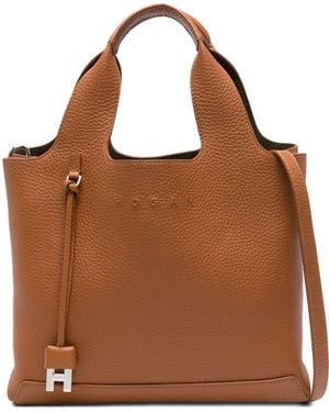 Hogan Leahter Tote Bag - Brown