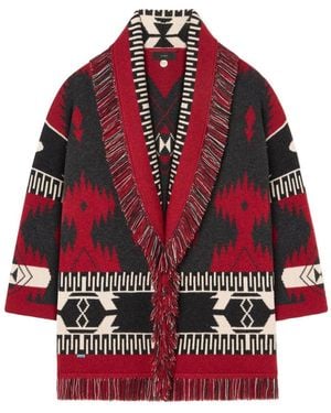 Alanui Icon Jacquard Cashmere Cardigan - Red