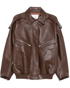 Frankie Shop Hudson Faux Leather Bomber Jacket - Brown