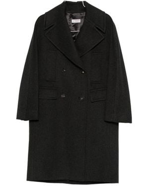 Alberto Biani Wool Double-Breasted Coat - Black