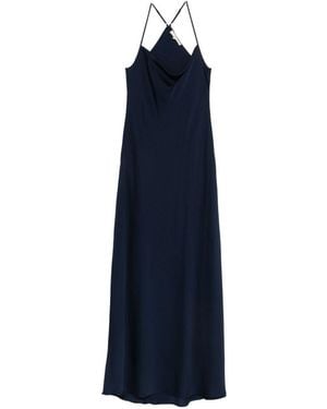 Silk95five St. Germaine Silk Long Dress - Blue