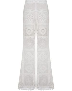 Zimmermann Pantaloni Aster Ricamati - Bianco