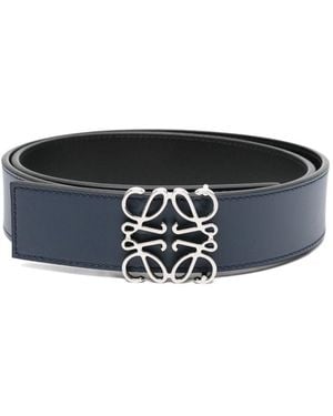 Loewe Anagram Leather Reversible Belt - Black