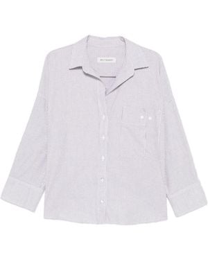White Sand Striped Cotton Shirt - White