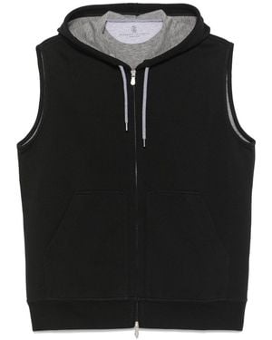 Brunello Cucinelli Cotton Zipped Sleeveless Hoodie - Black