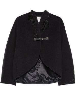 forte_forte Wool Blend Cropped Coat - Black