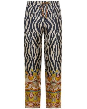 Pierre Louis Mascia Printed Silk Trousers - White