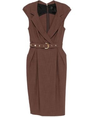Pinko Midi Dress With Belt - Brown