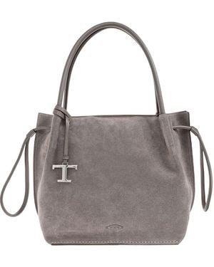 Tod's Medium Leather Handbag - Grey