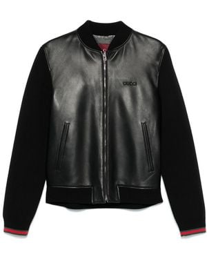 Gucci Nappa Leather Bomber Jacket - Black