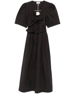 Ganni Organic Cotton Midi Dress - Black