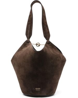 KHAITE Lotus Mini Leather Bucket Bag - Brown