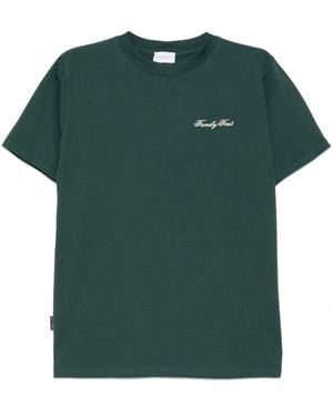 FAMILY FIRST T-Shirt With Embroidered Logo - Green