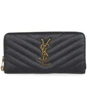 Saint Laurent Cassandre Leather Continental Wallet - Grey