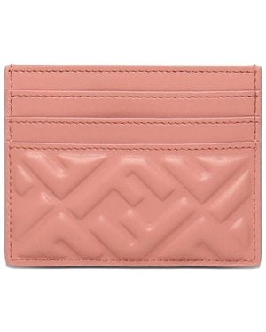 Fendi Baguette Leather Card Case - Pink