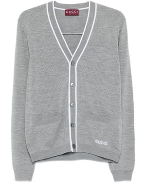 Gucci Wool V-Necked Cardigan - Grey