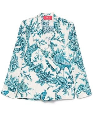 F.R.S For Restless Sleepers Printed Silk Shirt - Blue