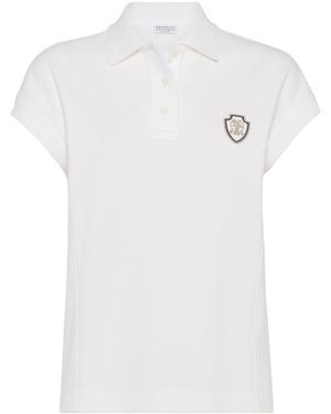 Brunello Cucinelli Logo Cotton Polo Shirt - White