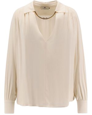 Elisabetta Franchi V-Necked Blouse - Natural