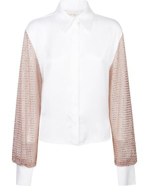 Genny Satin Long Sleeve Shirt - White